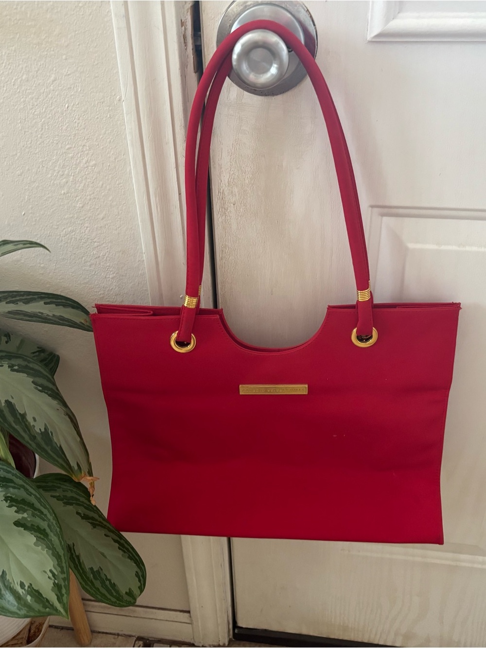 Giorgio Beverly Hills Red Tote Bag with Gold Hardware - Women's Everyday Carry